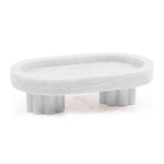 Marble Oval Tray with Stand Serving Tray for Kitchen Countertop, Bathroom Vanity Organizer