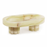 Marble Oval Tray with Stand Serving Tray for Kitchen Countertop, Bathroom Vanity Organizer