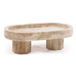 Marble Oval Tray with Stand Serving Tray for Kitchen Countertop, Bathroom Vanity Organizer