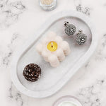 Marble Oval Tray with Stand Serving Tray for Kitchen Countertop, Bathroom Vanity Organizer