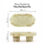 Marble Oval Tray with Stand Serving Tray for Kitchen Countertop, Bathroom Vanity Organizer