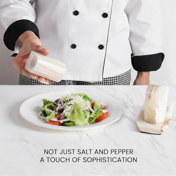 Marble Salt and Pepper Shakers with Tray — Handmade Stone Shaker Set