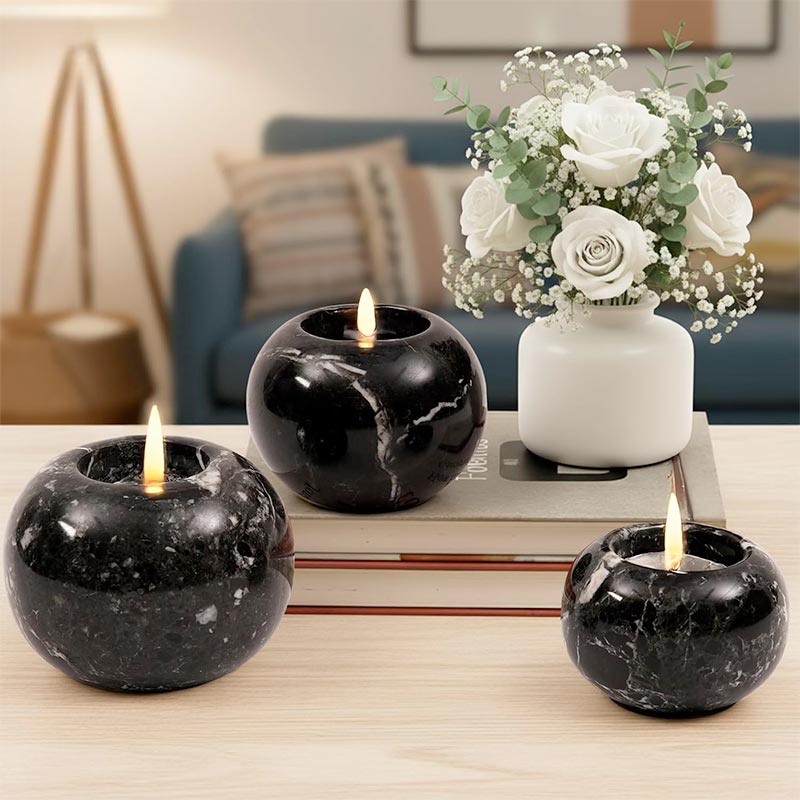 Radicaln Marble Tealight Candle Holder Set of 3 - Pillar Candle