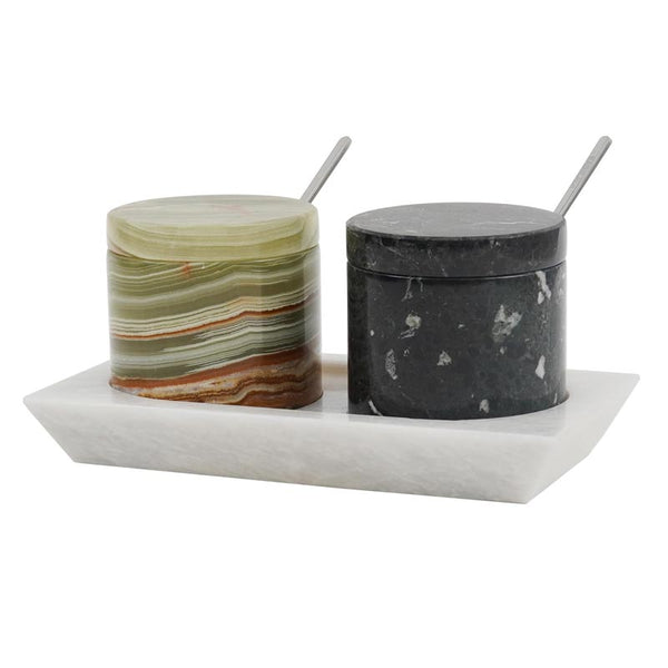Salt Cellar with Lid, Spoon and Tray - Marble Serving TraySalt Cellar with Lid, Spoon and Tray - Marble Serving Tray