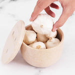 Marble Garlic Keeper 4.5" Garlics Storage Container, Onion and Garlic Storage