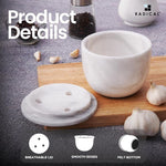 Marble Garlic Keeper 4.5" Garlics Storage Container, Onion and Garlic Storage