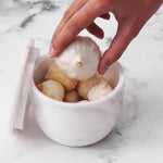 Marble Garlic Keeper 4.5" Garlics Storage Container, Onion and Garlic Storage