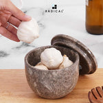 Marble Garlic Keeper 4.5" Garlics Storage Container, Onion and Garlic Storage