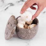 Marble Garlic Keeper 4.5" Garlics Storage Container, Onion and Garlic Storage