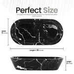 Black marble dough bowl size guide: 10 inches long, 5 wide, 2 tall