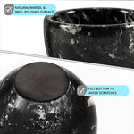 Black marble shaving bowl details: polished surface and scratch-preventing felt bottom