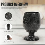 Black marble wine glass features: natural stone, wide opening and comfortable stemmed grip