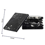 Set of black square marble coasters, each 3.5 inches across