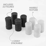 Black and white marble checkers pieces — 32 stackable natural marble discs by RADICALn