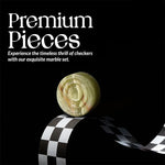 Green onyx marble checkers disc on checkered board — White marble and green onyx checkers pieces by RADICALn