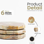 Six green onyx marble coaster plates showing polished edges and felt bottoms