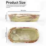 Green onyx marble dough bowl size guide: 10 inches long, 5 wide, 2 tall