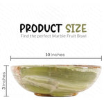Green onyx marble fruit bowl measuring 10 inches wide and 3 inches tall