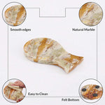 Green onyx marble spoon rest details: smooth edges, natural marble and felt bottom 