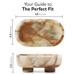 Green onyx marble trinket bowl size guide: 10 inches long, 5.5 wide, 3.5 tall