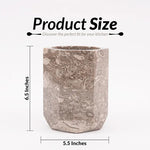 Hexagon oceanic marble utensil holder size guide showing 5.5 inch width and 6.5 inch height