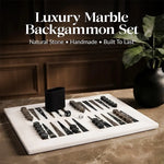 Marble Backgammon Sets for Adults 16" Strategy Board Game(White, Black & Oceanic Stone)