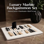Marble Backgammon Sets for Adults 16" Strategy Board Game(White, Black & Verona Stone)