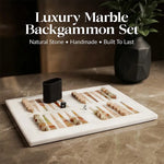 Marble Backgammon Sets for Adults 16" Strategy Board Game(White, Green & Verona Stone)
