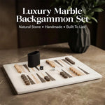 Marble Backgammon Sets for Adults 16" Strategy Board Game(White, Oceanic & Verona Stone)