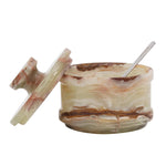 Multi-functional marble salt cellar with spoon, perfect for salt, pepper, and other seasonings