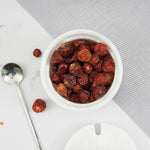 Handmade marble salt cellar placed on a kitchen countertop, combining style and function