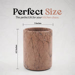 Marinara marble utensil holder size guide showing 5 inch width and 6.5 inch height