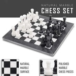 Natural black and white marble chess board 15 inch — hand-polished alternating stone squares by RADICALn