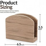 Natural brown marble napkin holder size guide: 6.5 inches wide, 5.5 tall, 2.5 deep