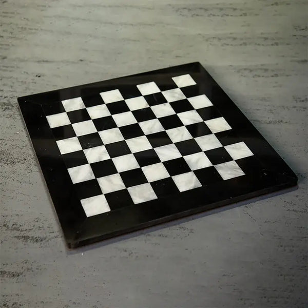 Natural marble chess board only 15 inch black and white — handmade stone board without pieces by RADICALn