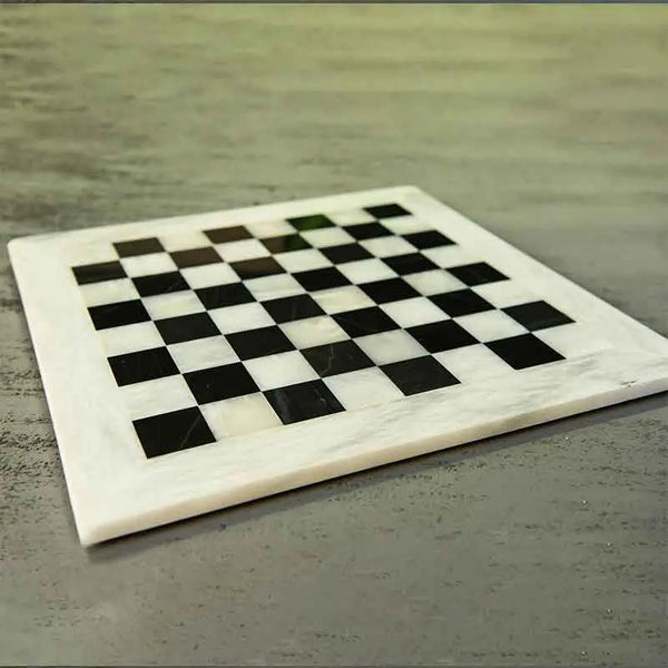 Natural marble chess board only 15 inch white and black — handmade stone board without pieces by RADICALn