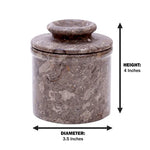 Oceanic fossil stone marble butter keeper measuring 4 inches tall and 3.5 inches in diameter