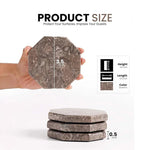 Oceanic octagon marble coaster held in hand, 3.5 inches wide and 0.5 inches thick