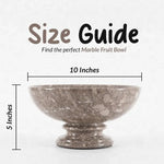 Oceanic marble pedestal fruit bowl measuring 10 inches wide and 5 inches tall