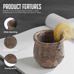 Oceanic marble shot glass features: wide opening, natural stone and sturdy base
