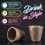 Oceanic marble shot glasses features: cylindrical design, easy to clean, natural marble