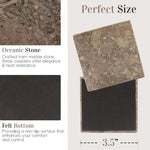 Oceanic square marble coaster 3.5 inches wide with a non-slip felt bottom