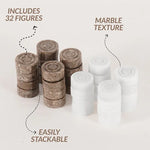 Oceanic and white marble checkers pieces — 32 stackable natural marble discs by RADICALn