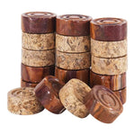 Red and fossil coral marble checkers pieces stacked — showing stackable natural stone disc construction by RADICALn