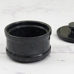 Round salt and sugar container with spoon	