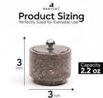 Oceanic marble seasoning keeper with lid, 3 inches tall and wide with 2.2 oz capacity
