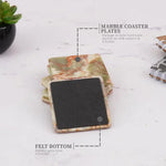 Square green onyx marble coaster with felt bottom, from a handmade set of 6 coasters and holder