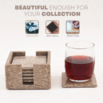 Square oceanic marble coaster set and holder with gift, grip and stain-resistance features