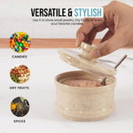 Stylish salt cellar with handmade marble lid	