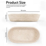 Travertine marble dough bowl size guide: 10 inches long, 5 wide, 2 tall